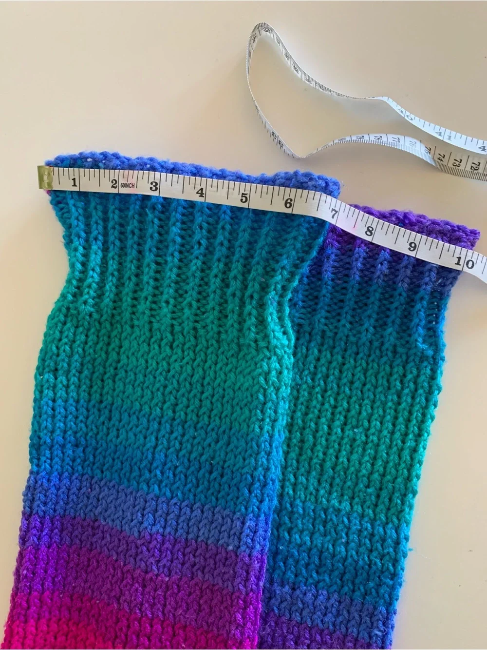 Women's Multicolor Knit Leg Warmers - Vibrant Teal, Blue & Magenta